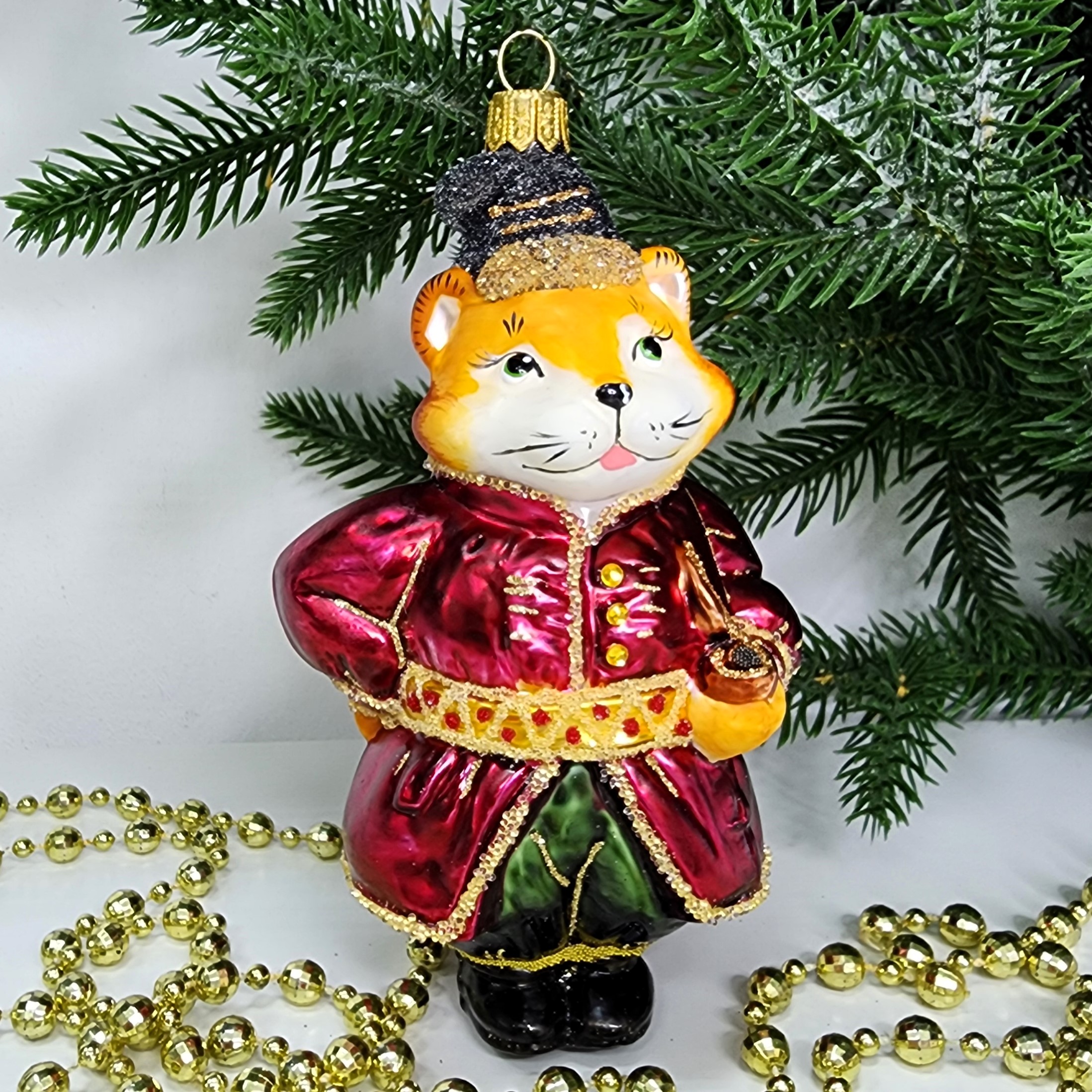 фото Стеклянная елочная игрушка Котофей