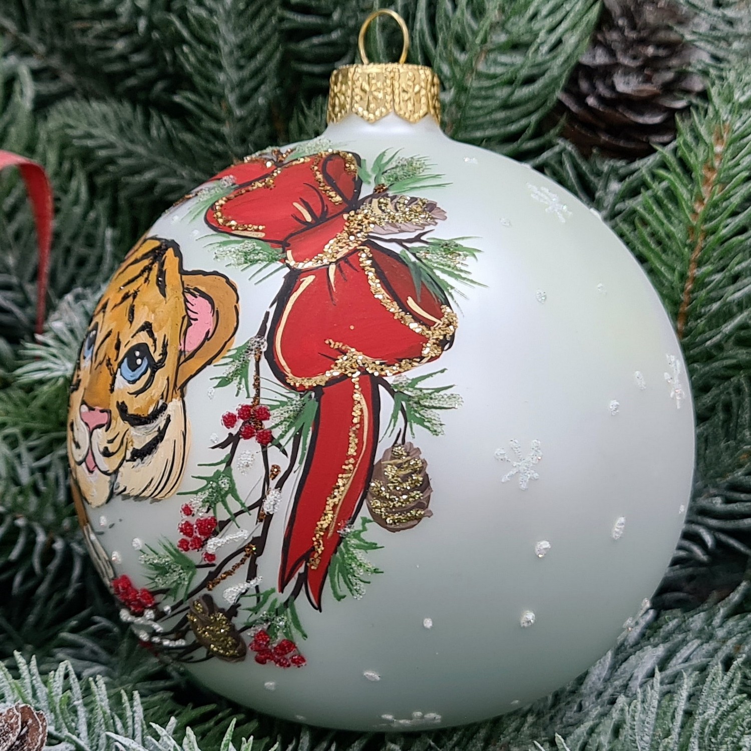 фото Стеклянный ёлочный шар Irena-Co 100 мм №60