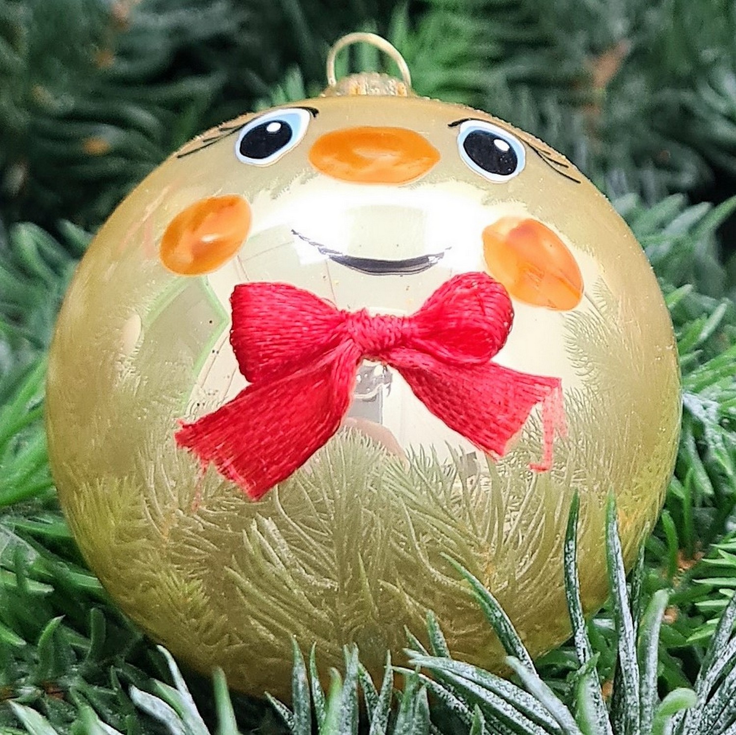 фото Стеклянная елочная игрушка Колобок