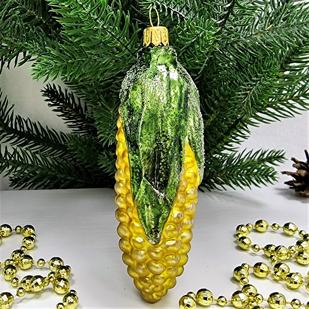 фото Стеклянная елочная игрушка Кукуруза