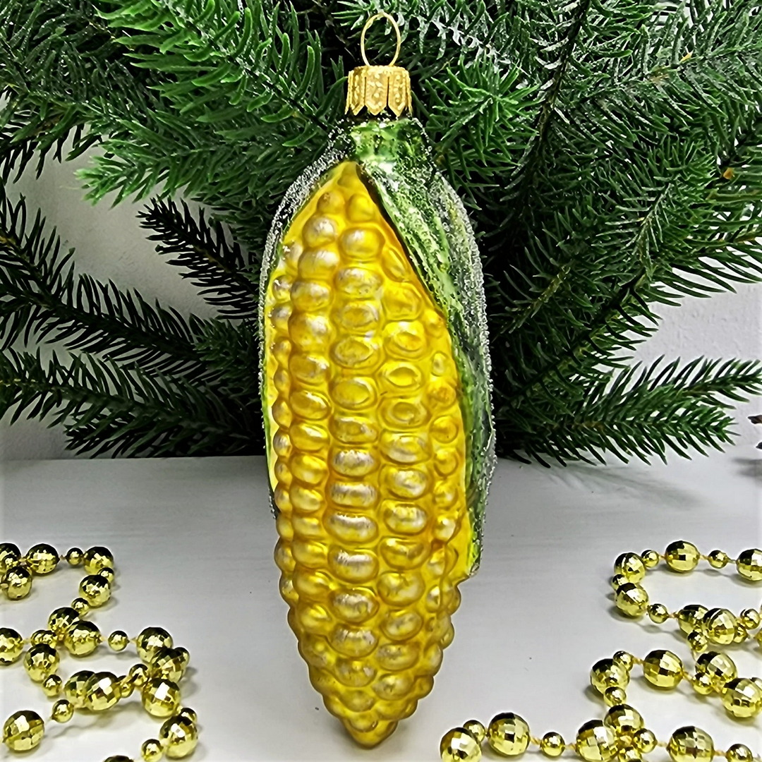 фото Стеклянная елочная игрушка Кукуруза