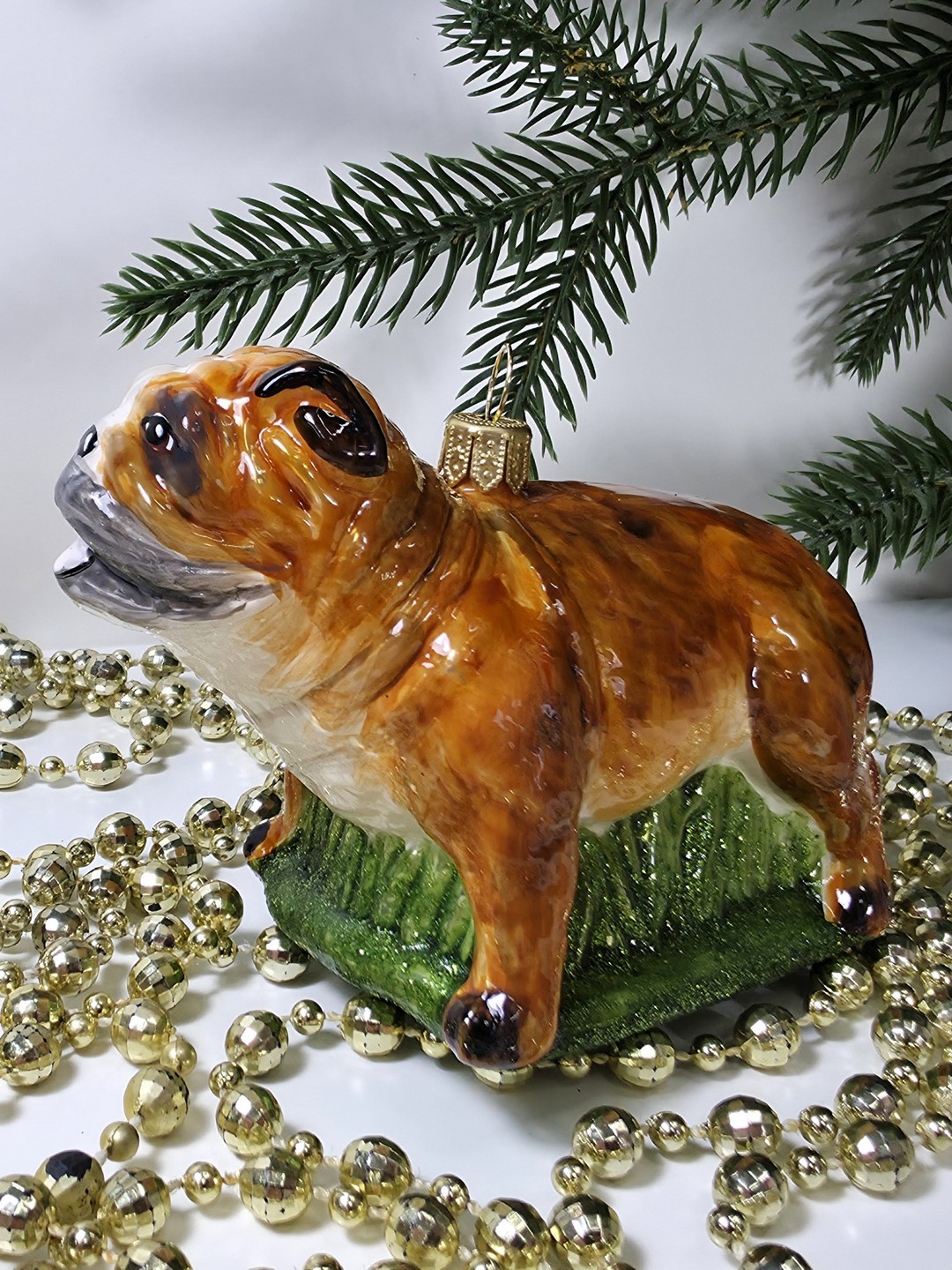 фото Стеклянная елочная игрушка Бульдог