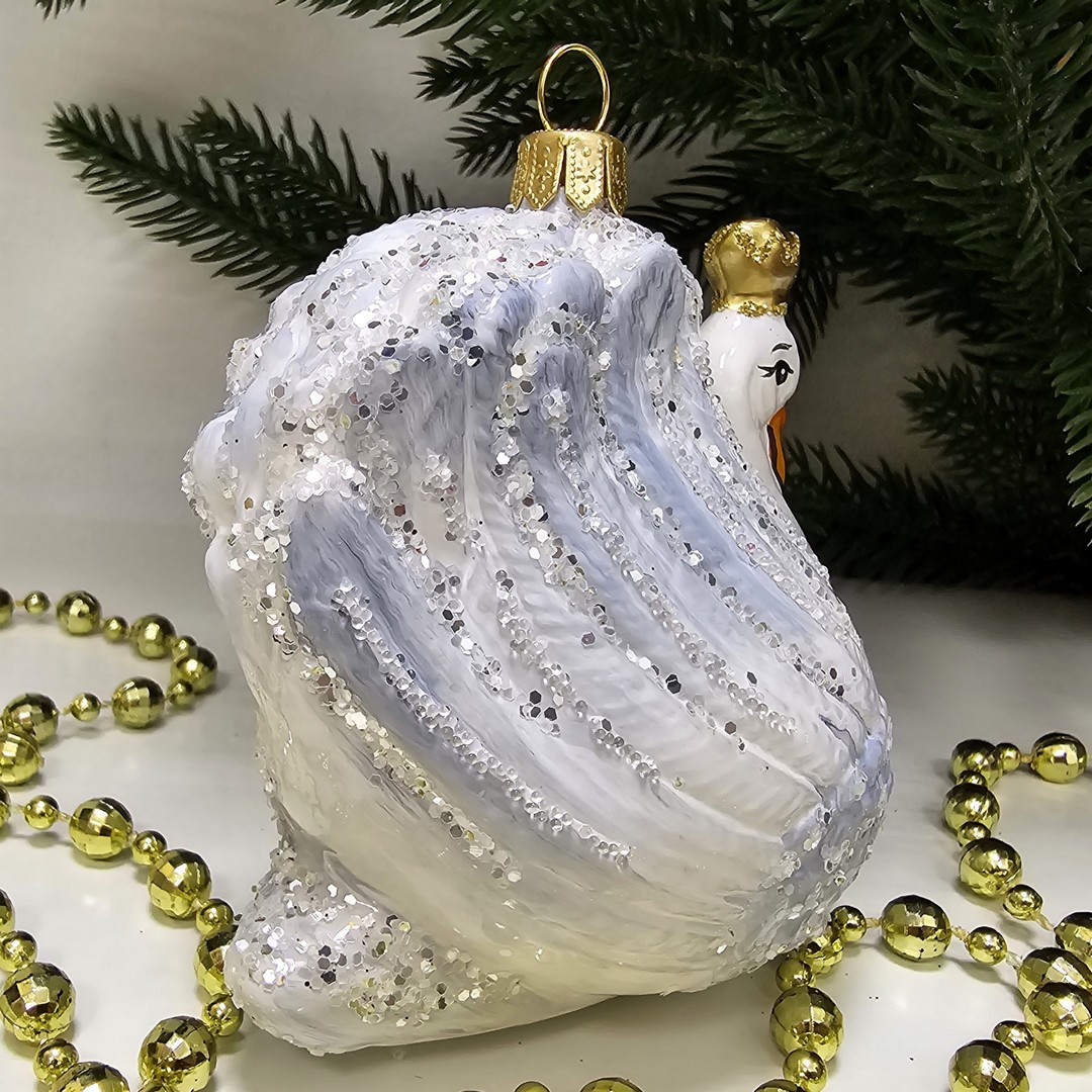 фото Стеклянная елочная игрушка Царевна лебедь винтаж
