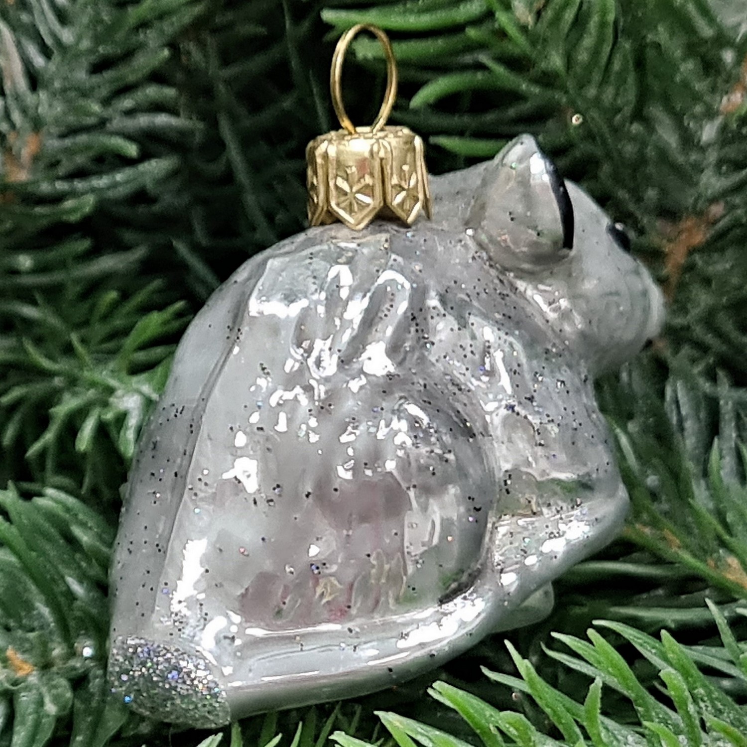 фото Стеклянная елочная игрушка Мышка малая