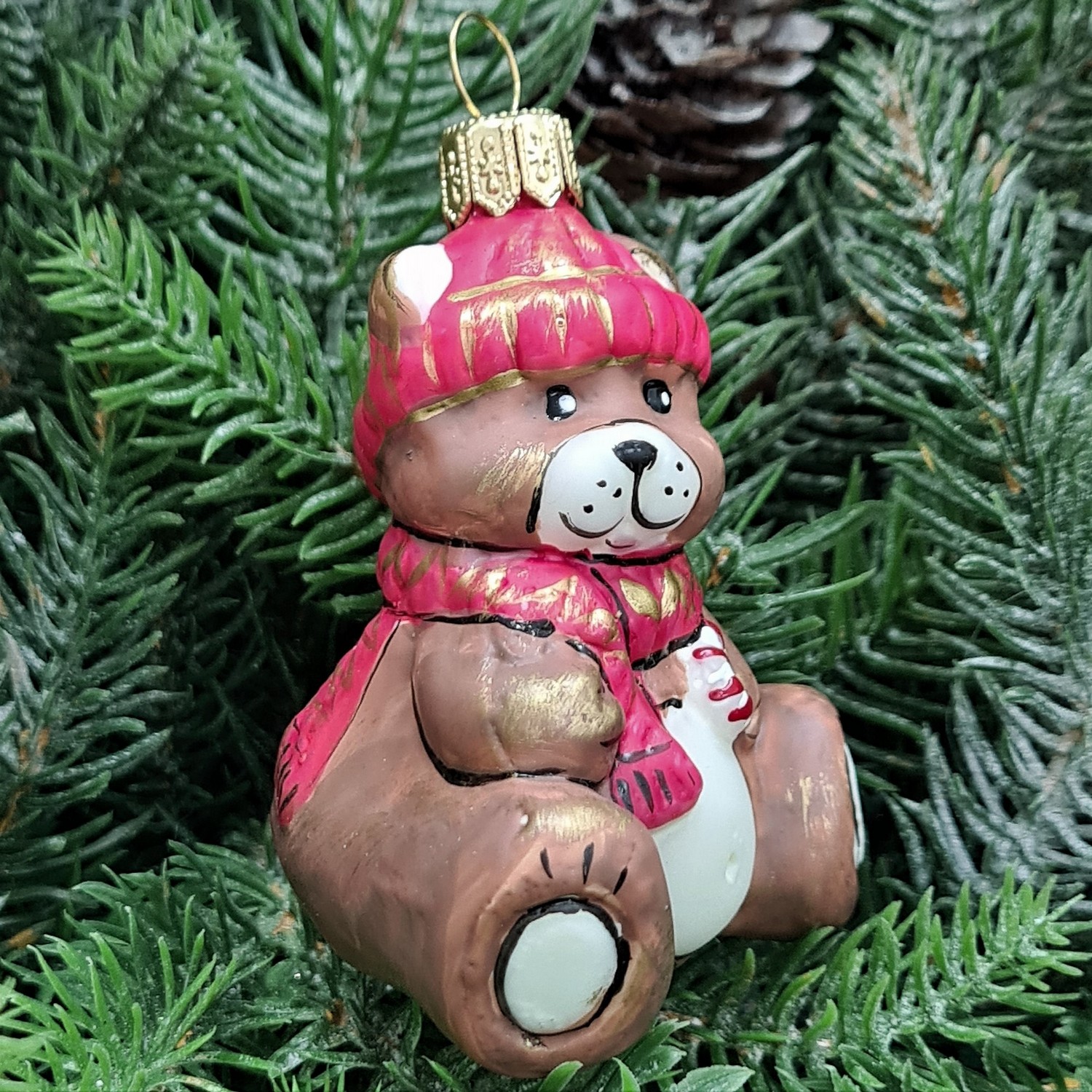 фото Стеклянная елочная игрушка Мишка Бэби винтаж