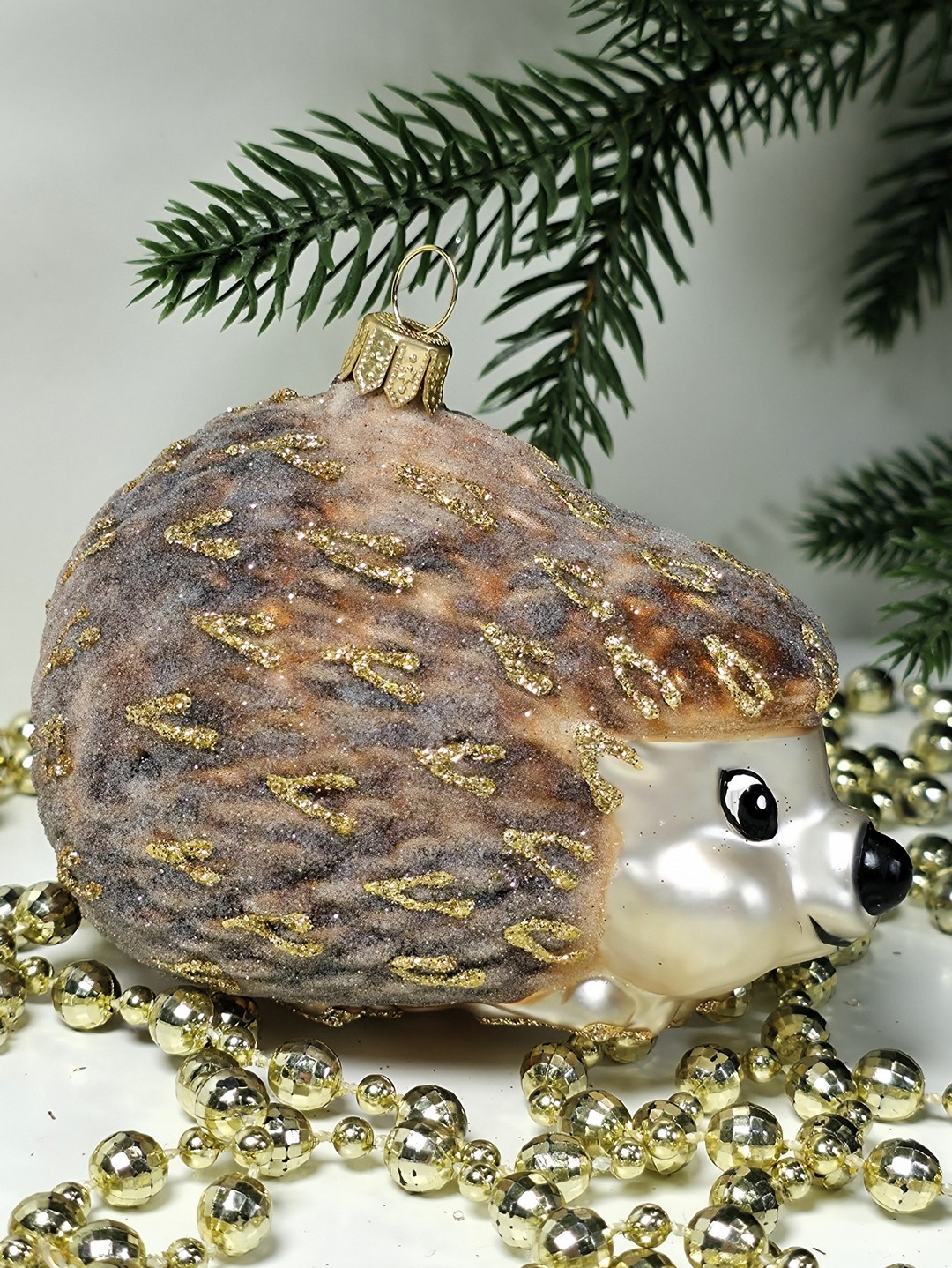 фото Стеклянная елочная игрушка Ежик лесной