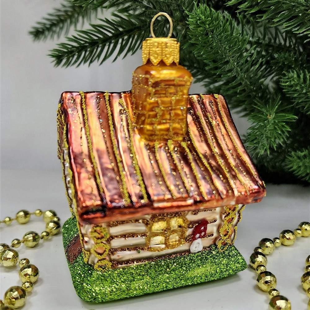 фото Стеклянная елочная игрушка Домик