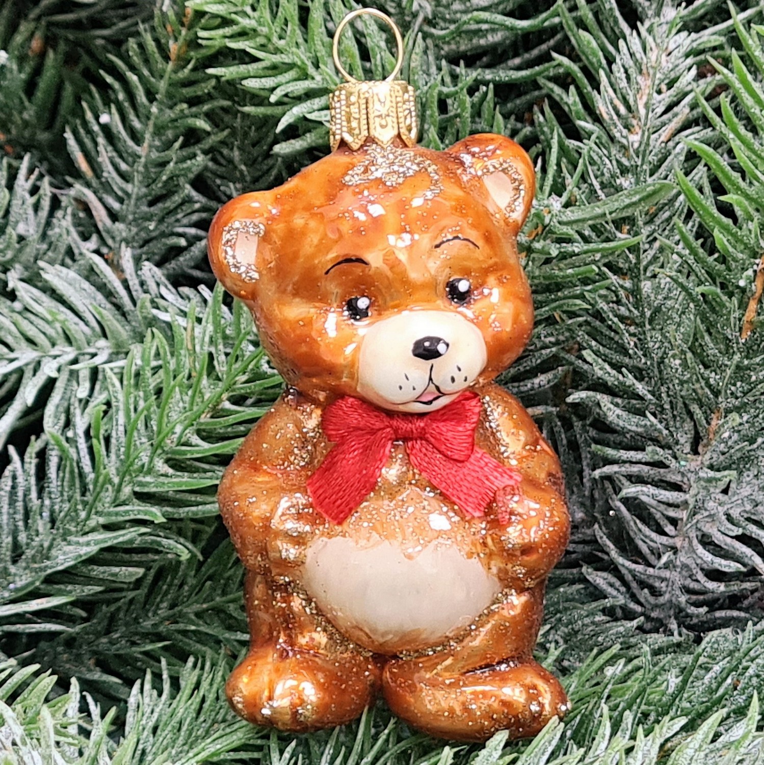 фото Стеклянная елочная игрушка Мишутка