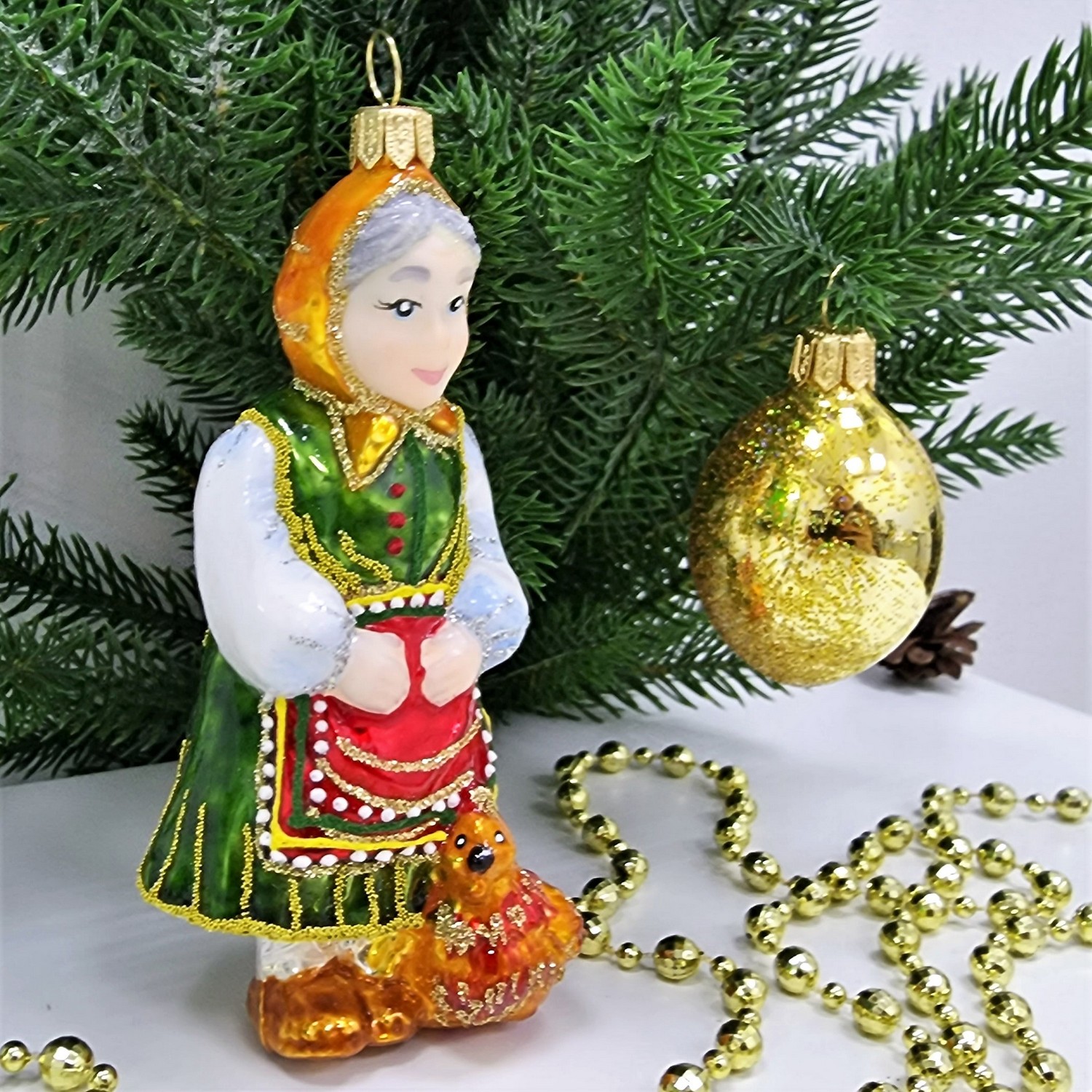 фото Набор ёлочных игрушек Бабушка с курочкой и яйцо