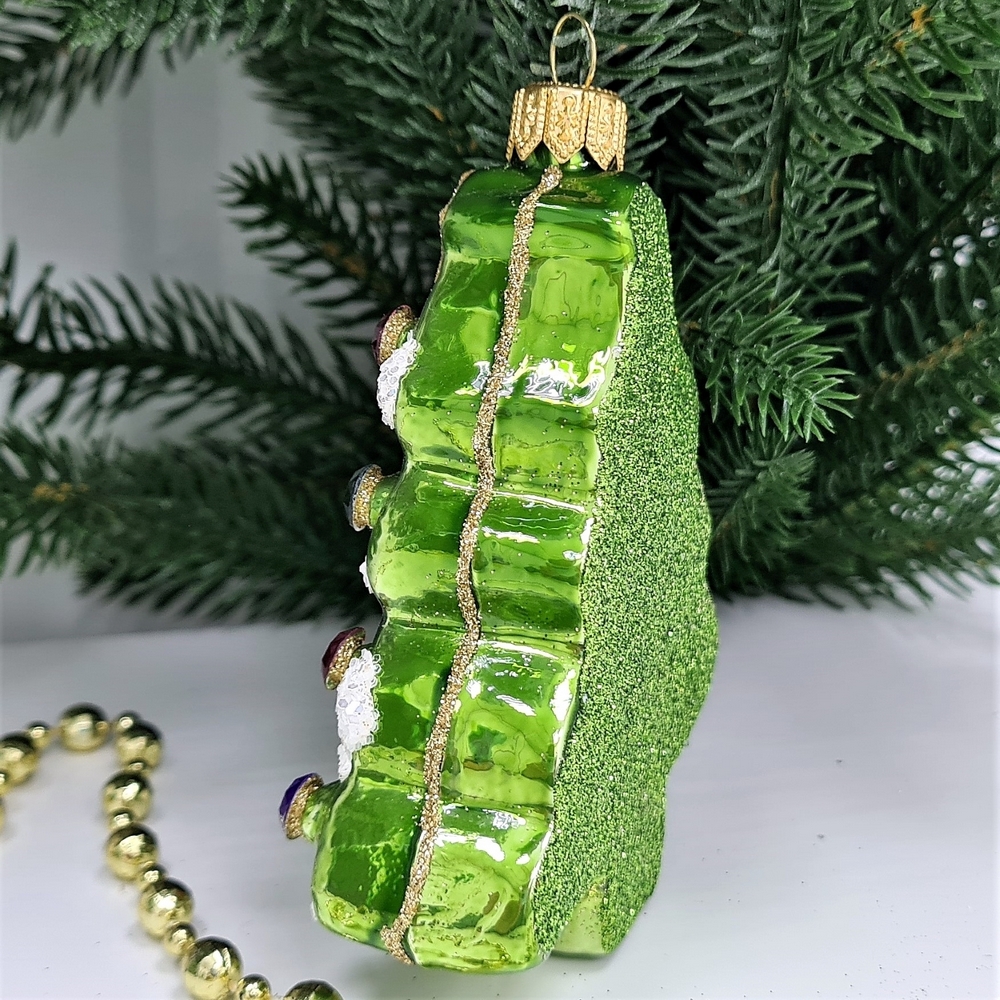 фото Стеклянная елочная игрушка Елочка плоская