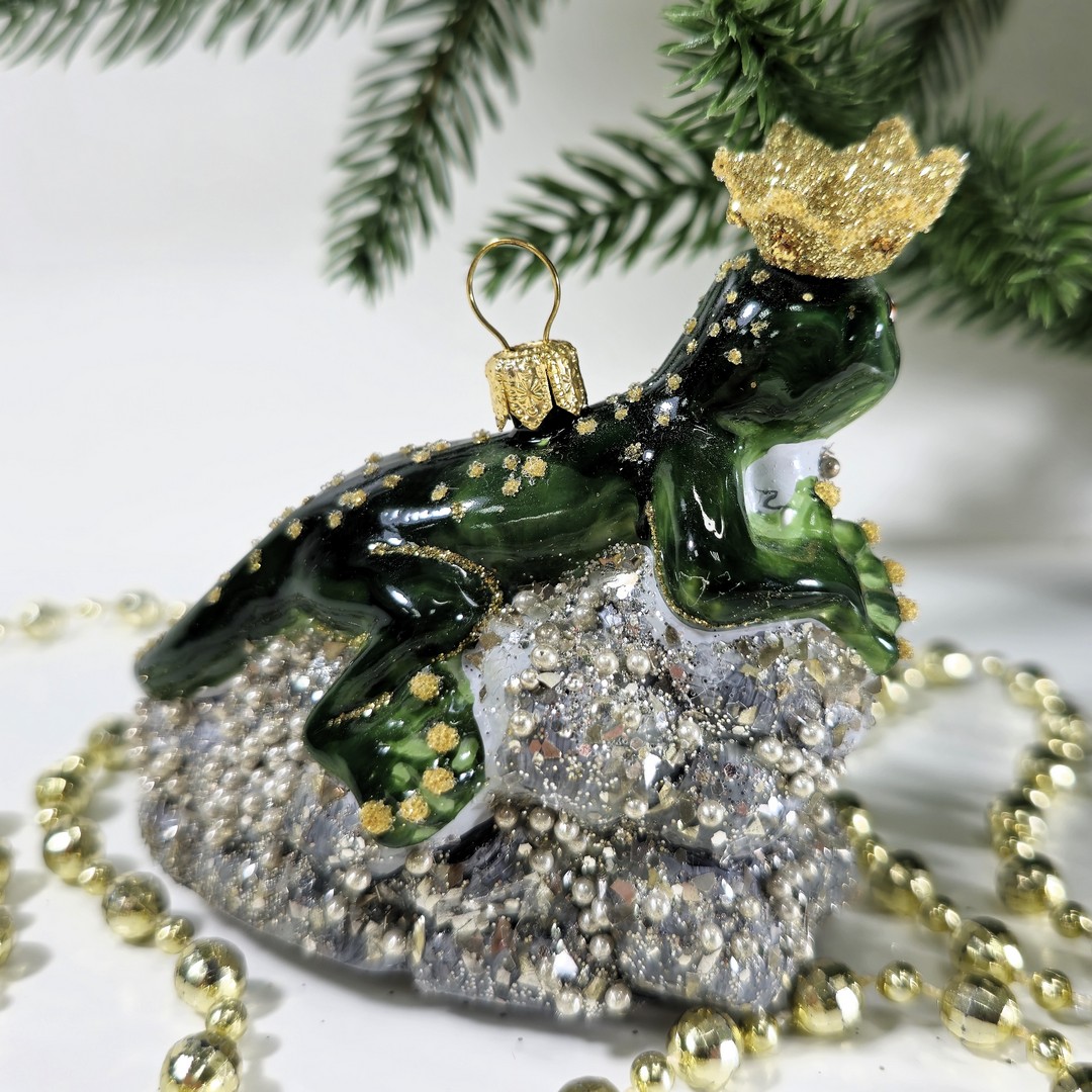 фото Irena-Co Ёлочная игрушка Ящерица в короне