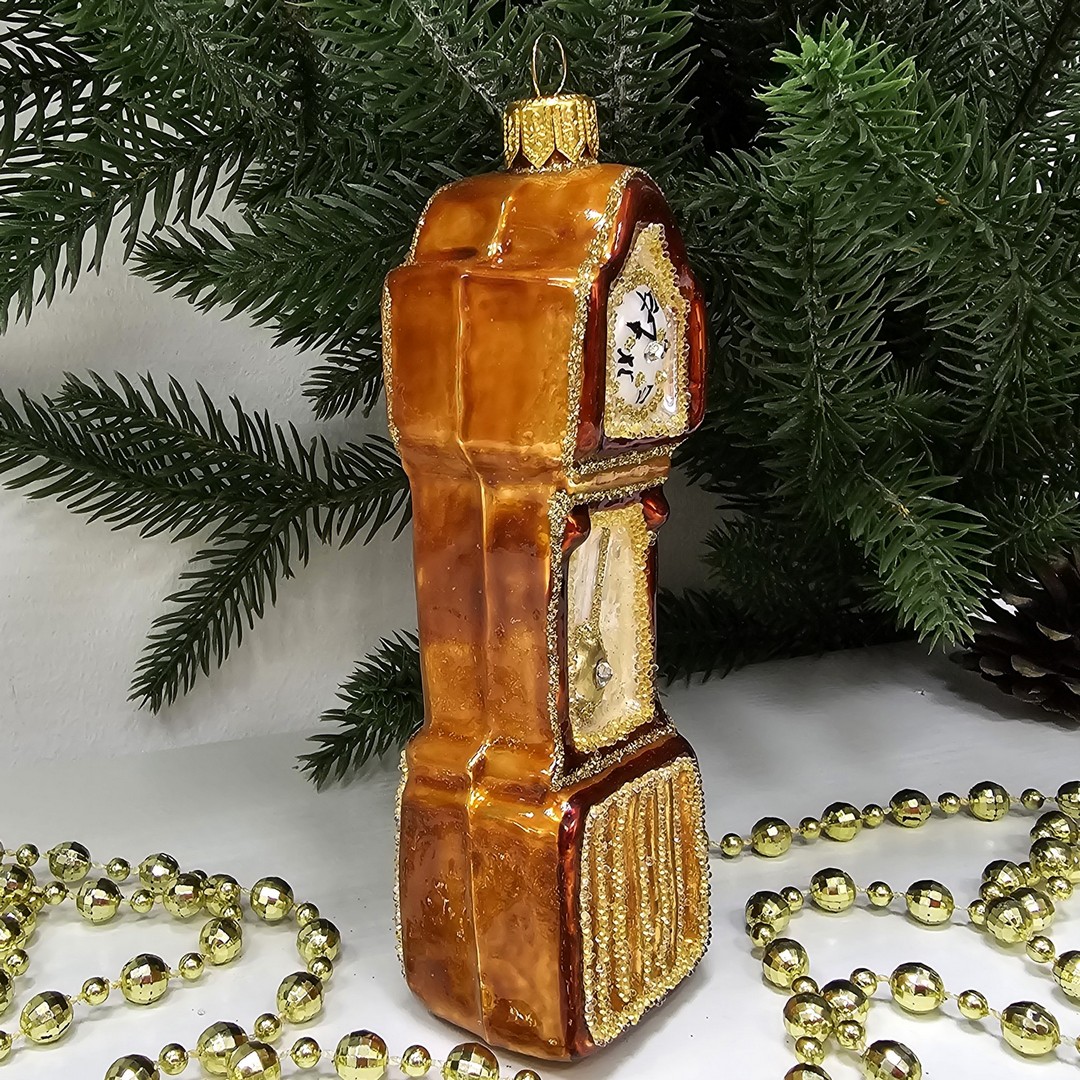 фото Стеклянная елочная игрушка Часы напольные