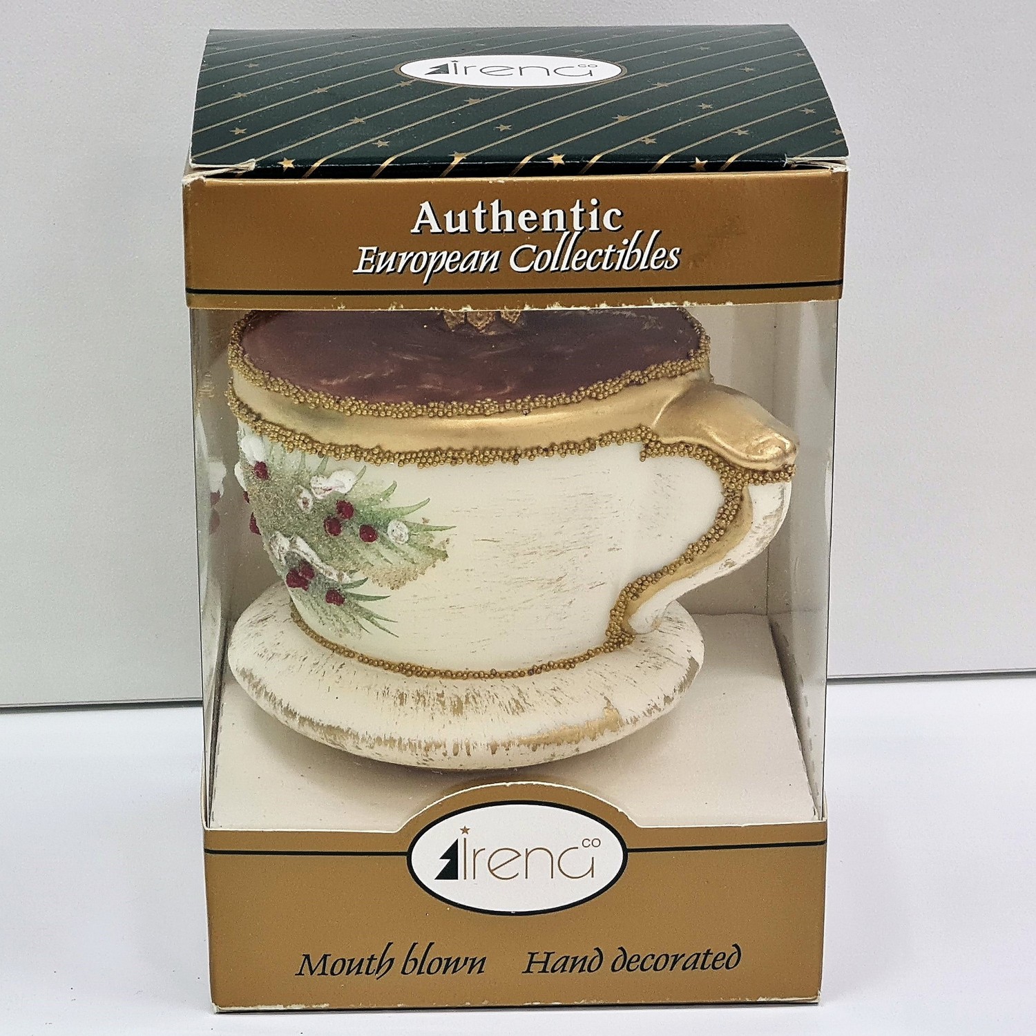 фото Стеклянная елочная игрушка Чашка винтаж