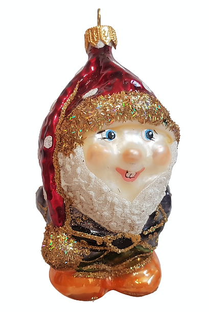 фото Стеклянная елочная игрушка Гном эмаль