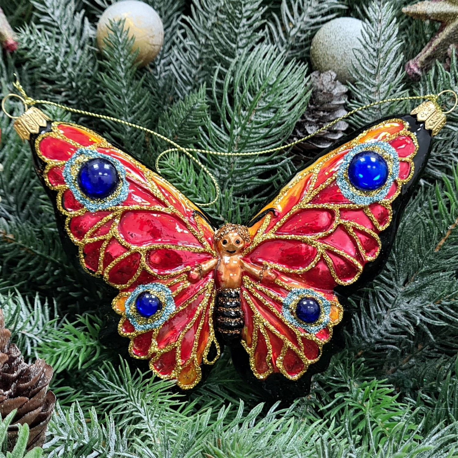 фото Стеклянная елочная игрушка Бабочка