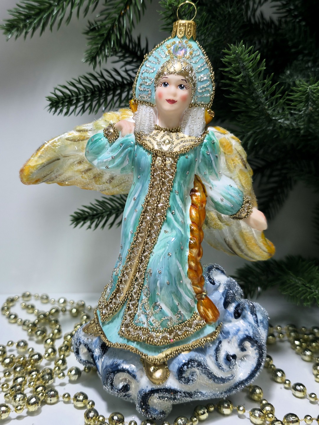 фото Стеклянная елочная игрушка Царевна Лебедь