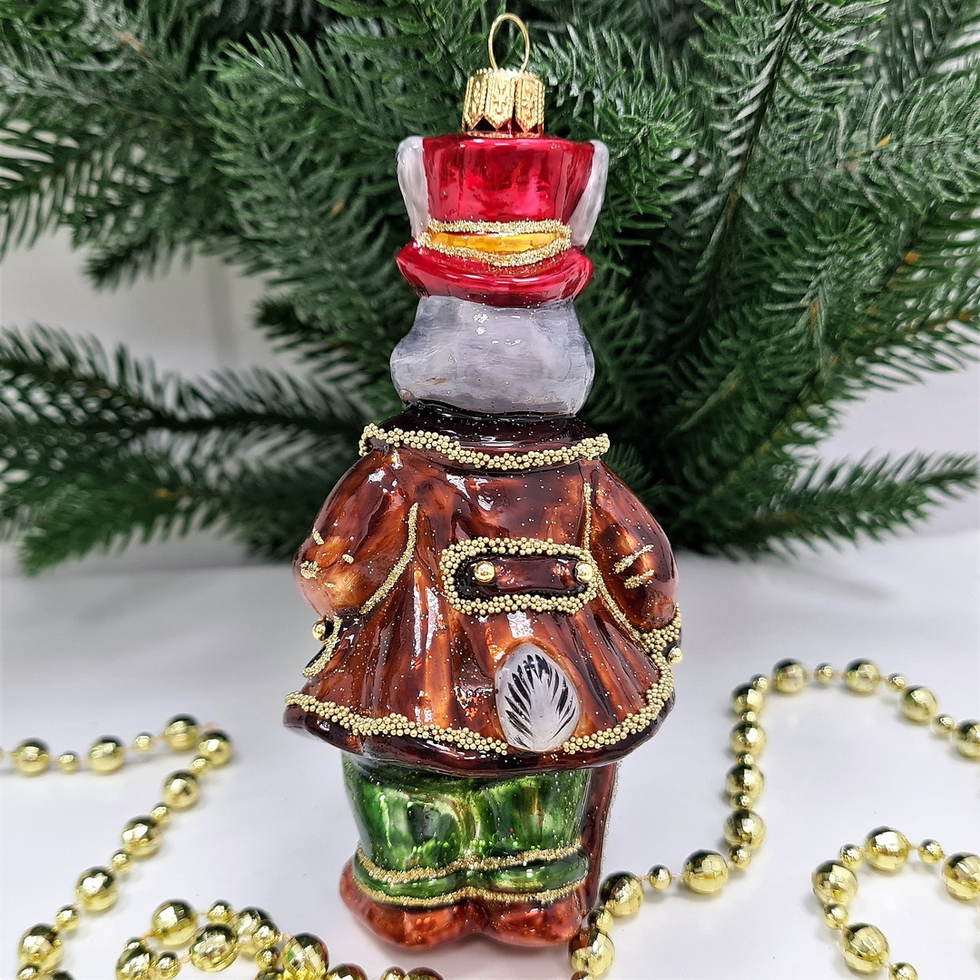 фото Стеклянная елочная игрушка Заяц джентельмен-1