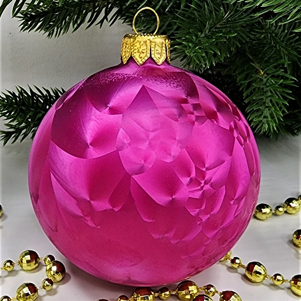 фото Стеклянный шар 80 мм Морозко бордо