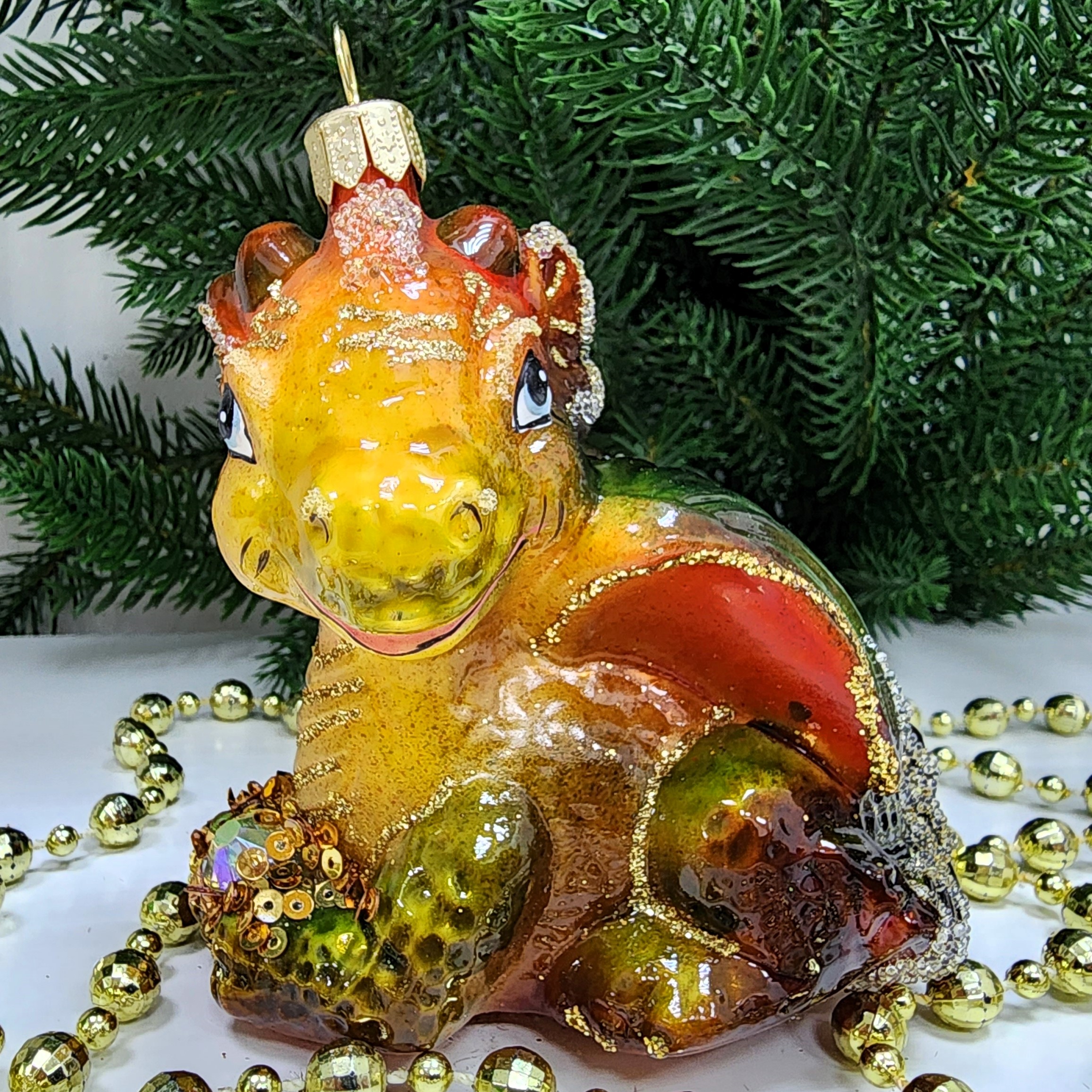 фото Стеклянная елочная игрушка Дракончик