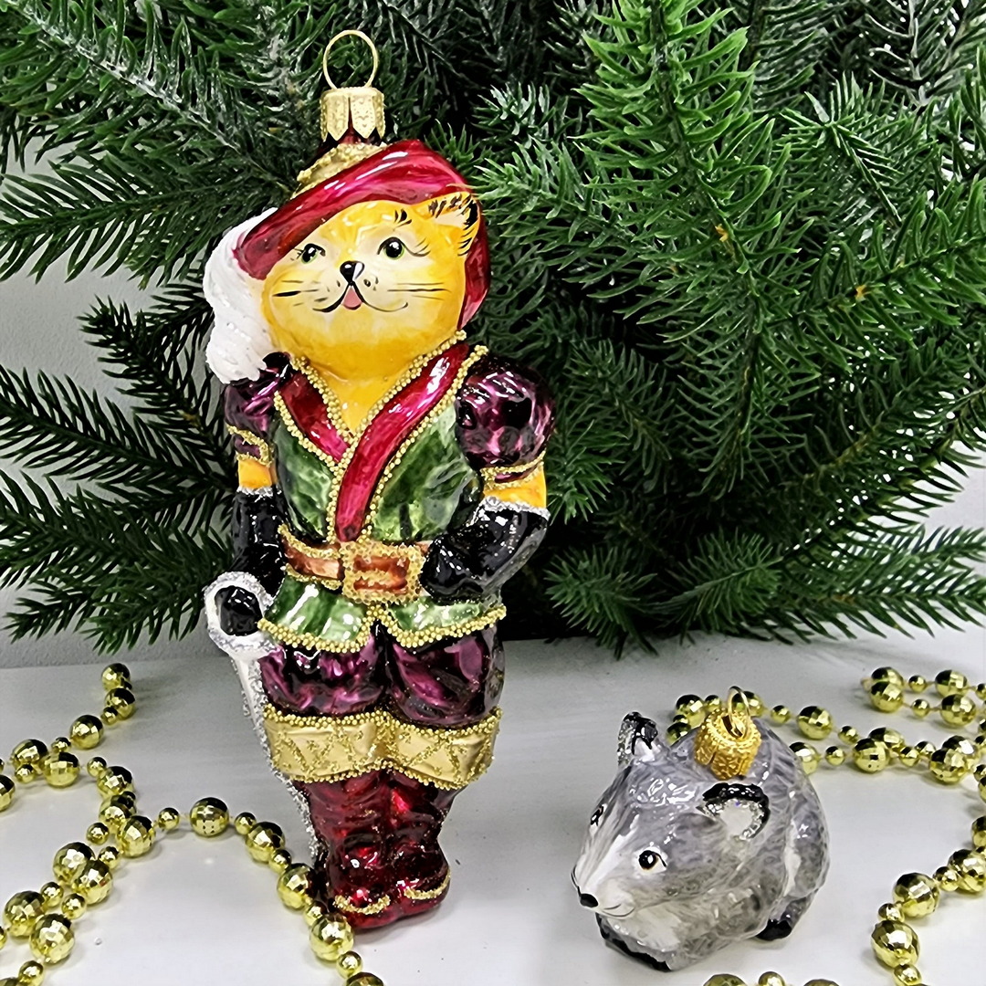 фото Набор ёлочных игрушек Кот в сапогах и мышонок