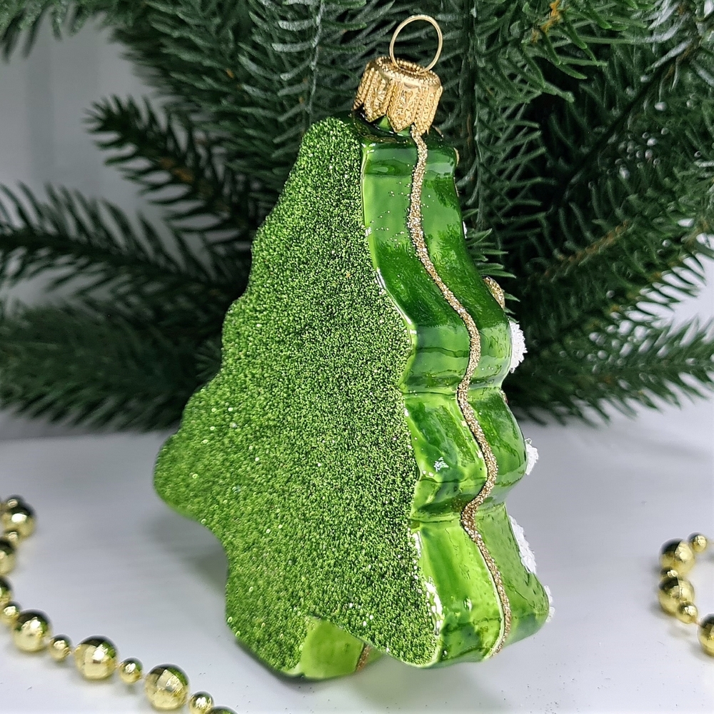 фото Стеклянная елочная игрушка Елочка плоская