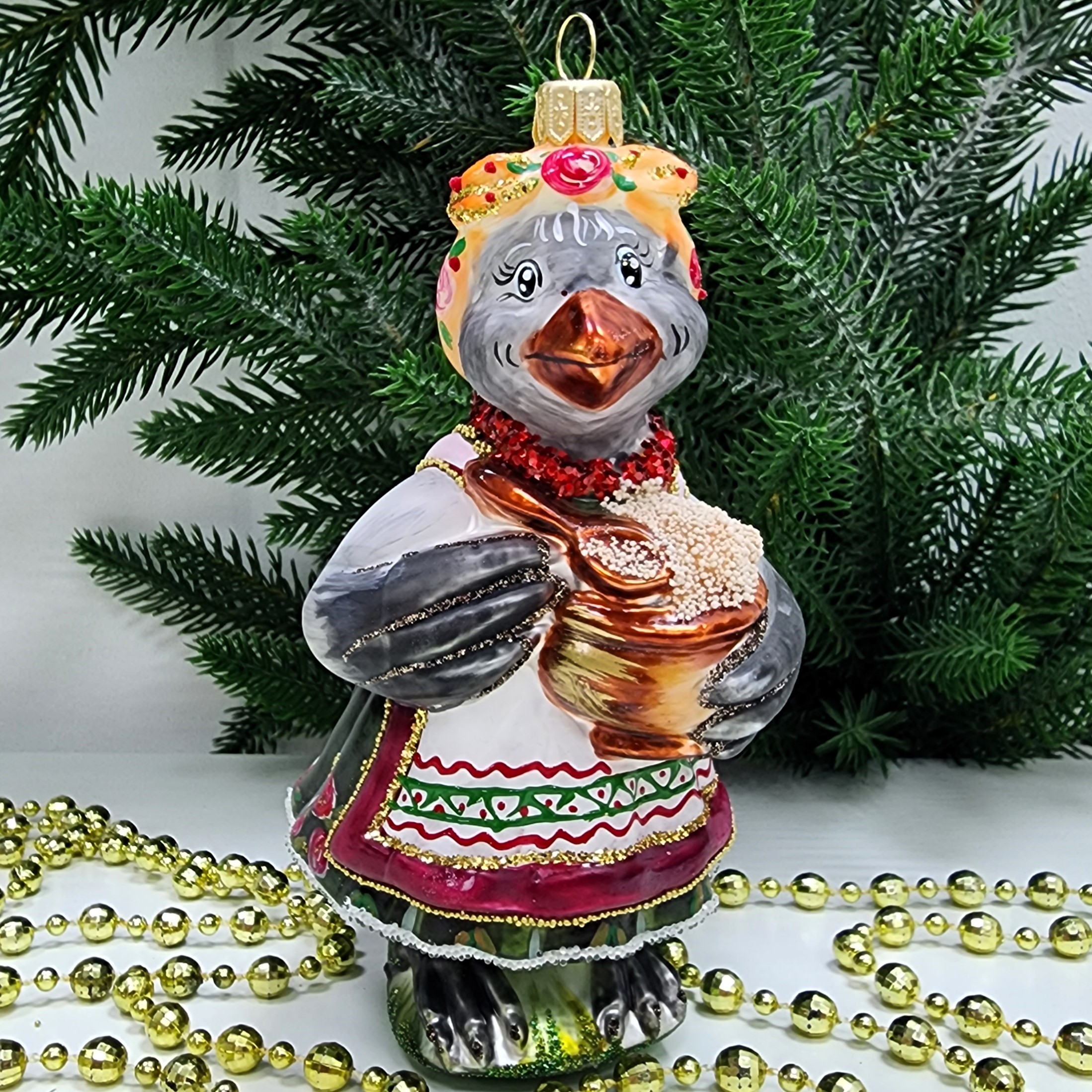 фото Стеклянная елочная игрушка Сорока