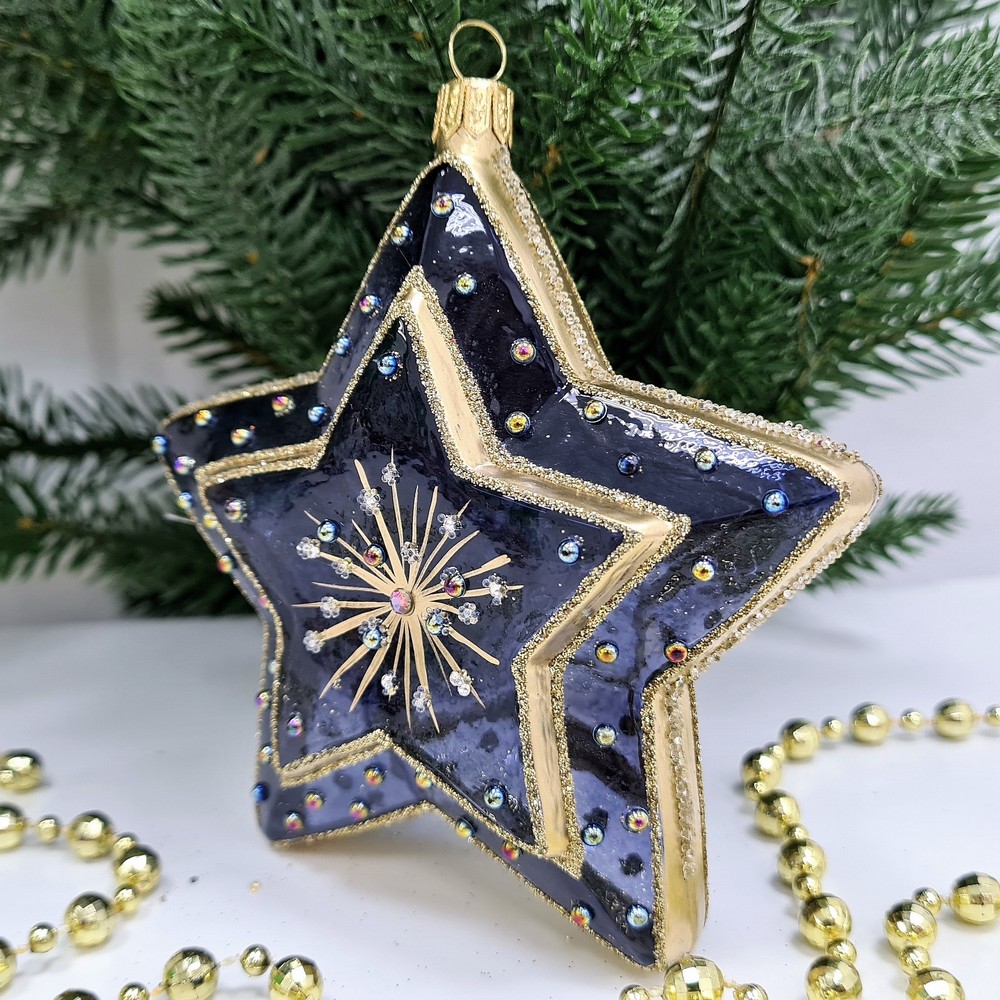 фото Стеклянная елочная игрушка Звезда-5