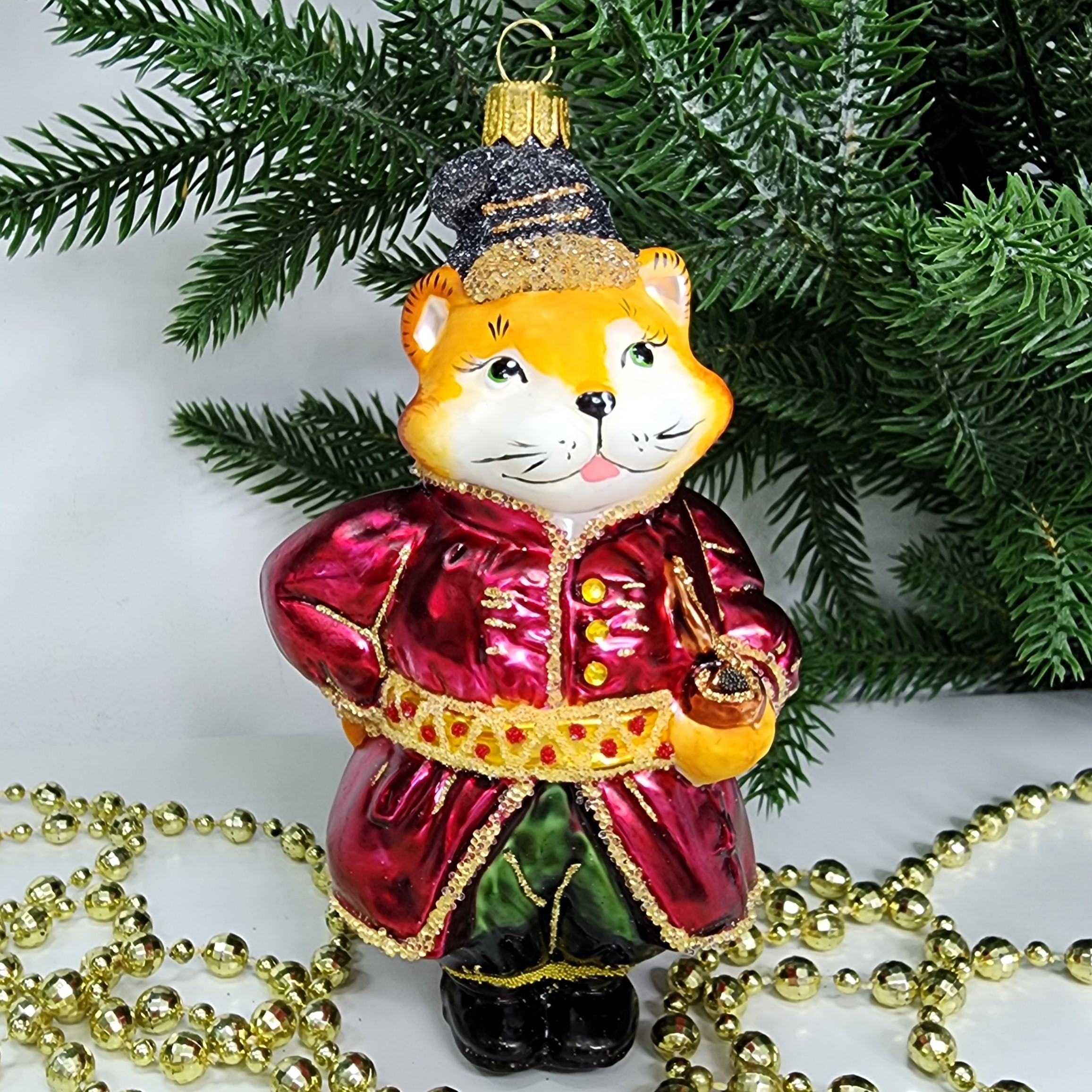 фото Стеклянная елочная игрушка Котофей