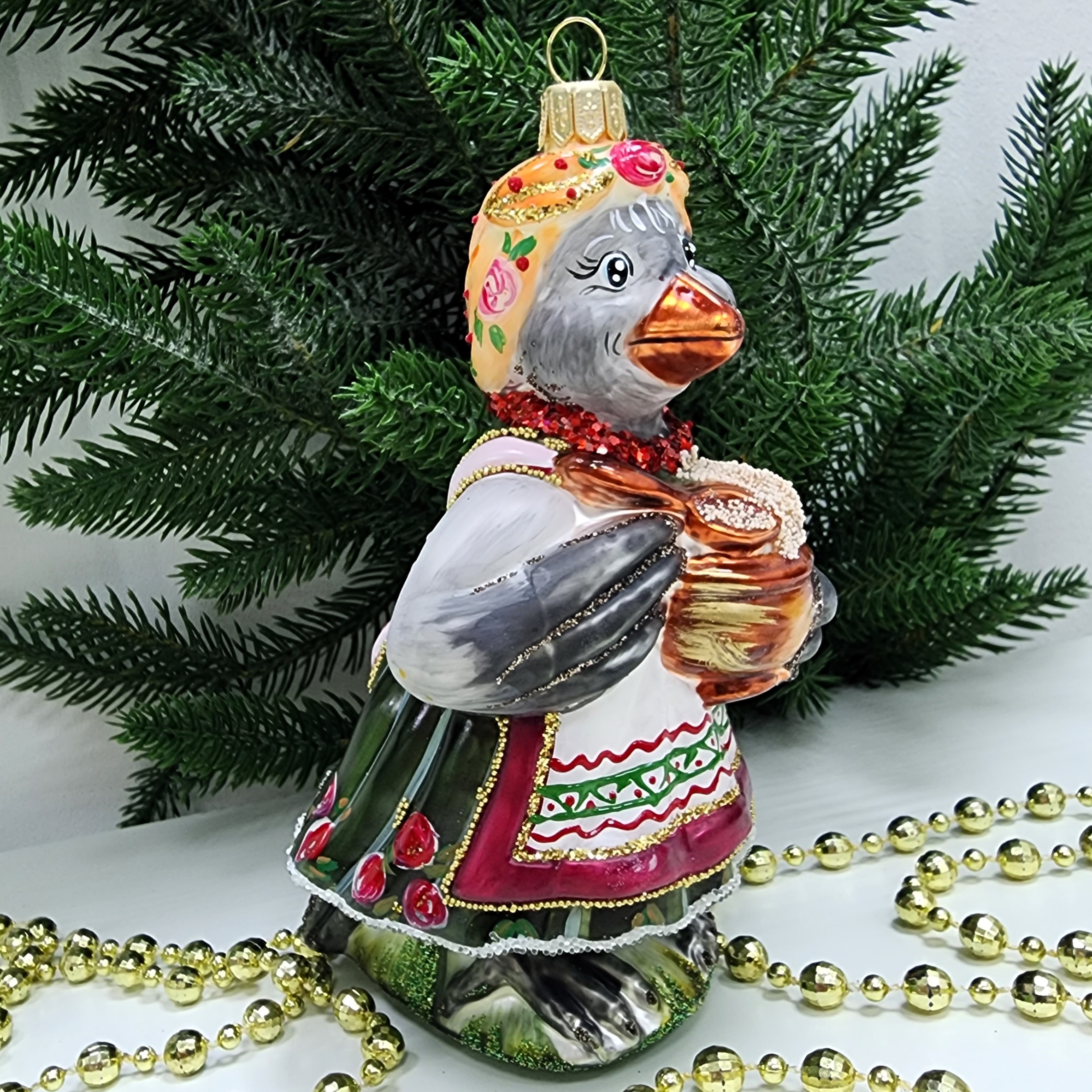 фото Стеклянная елочная игрушка Сорока