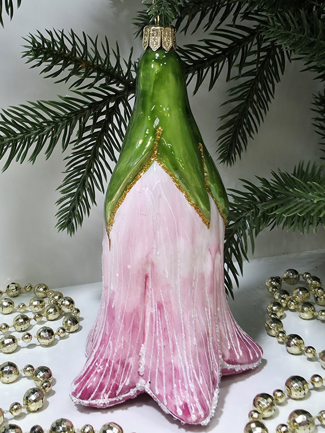 фото Стеклянная елочная игрушка Цветочек