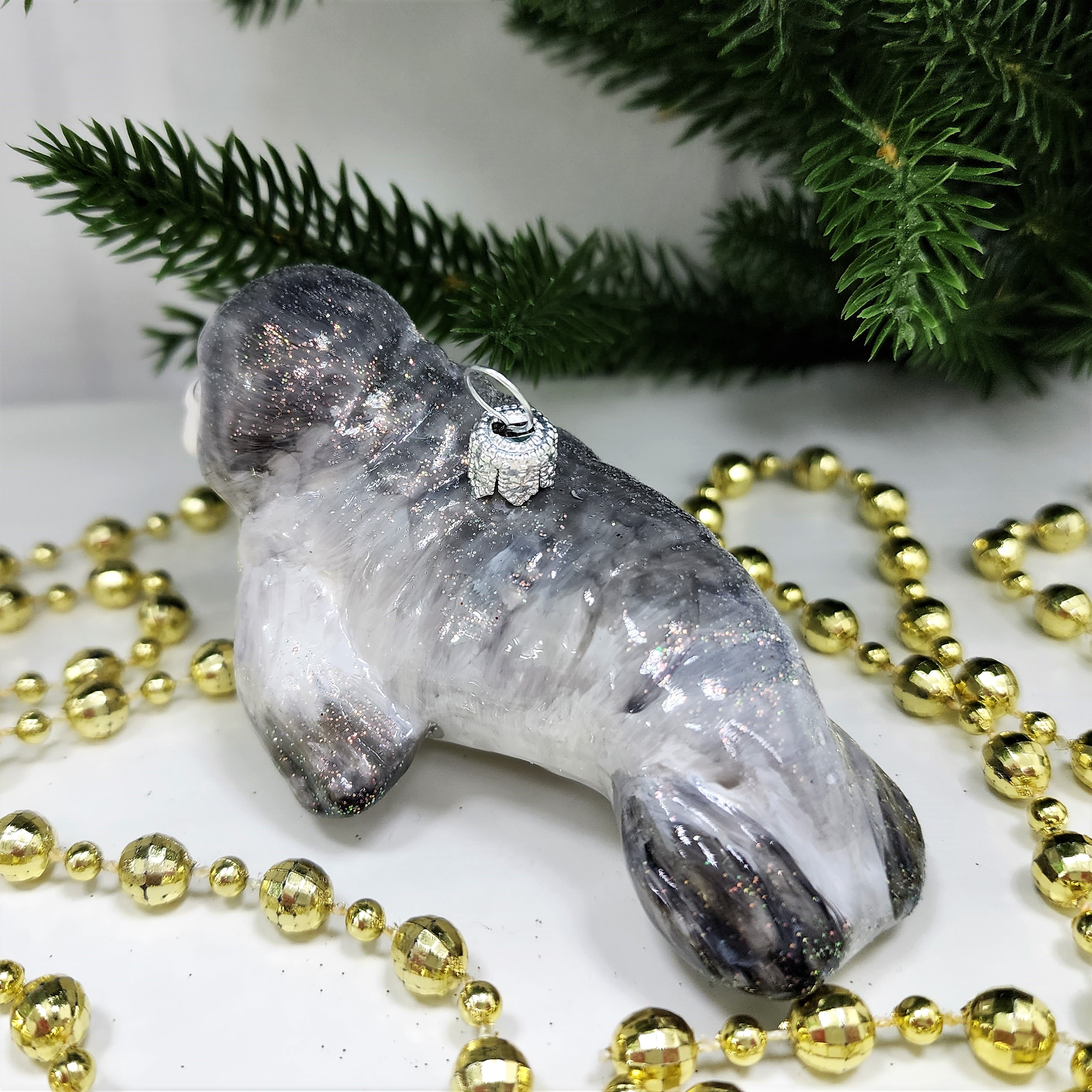 фото Стеклянная елочная игрушка Тюлень полярный