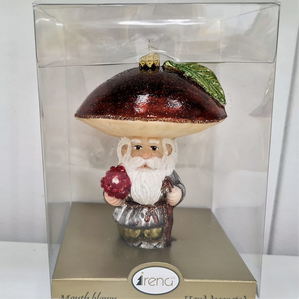 фото Стеклянная елочная игрушка Гриб Боровик