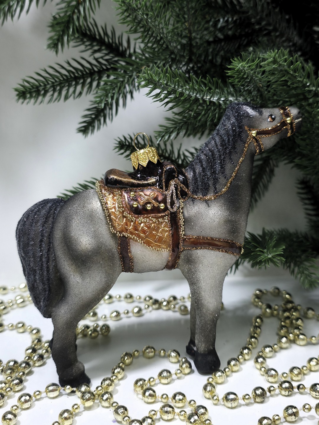 фото Стеклянная елочная игрушка Лошадь большая