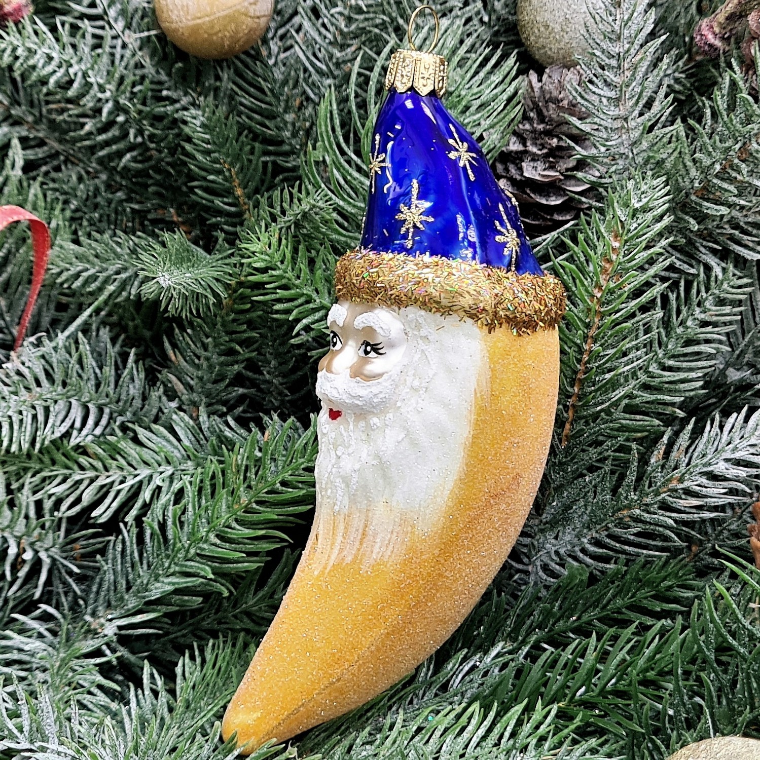 фото Стеклянная елочная игрушка Месяц