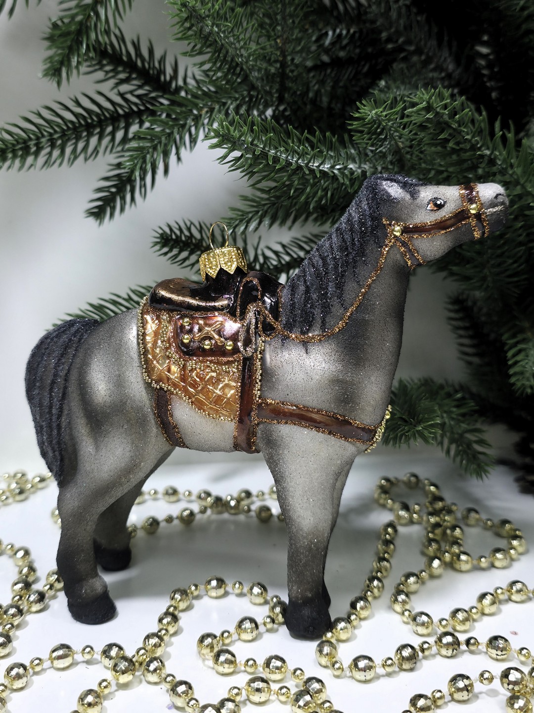 фото Стеклянная елочная игрушка Лошадь большая