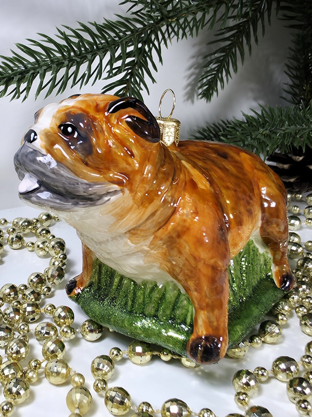 фото Стеклянная елочная игрушка Бульдог