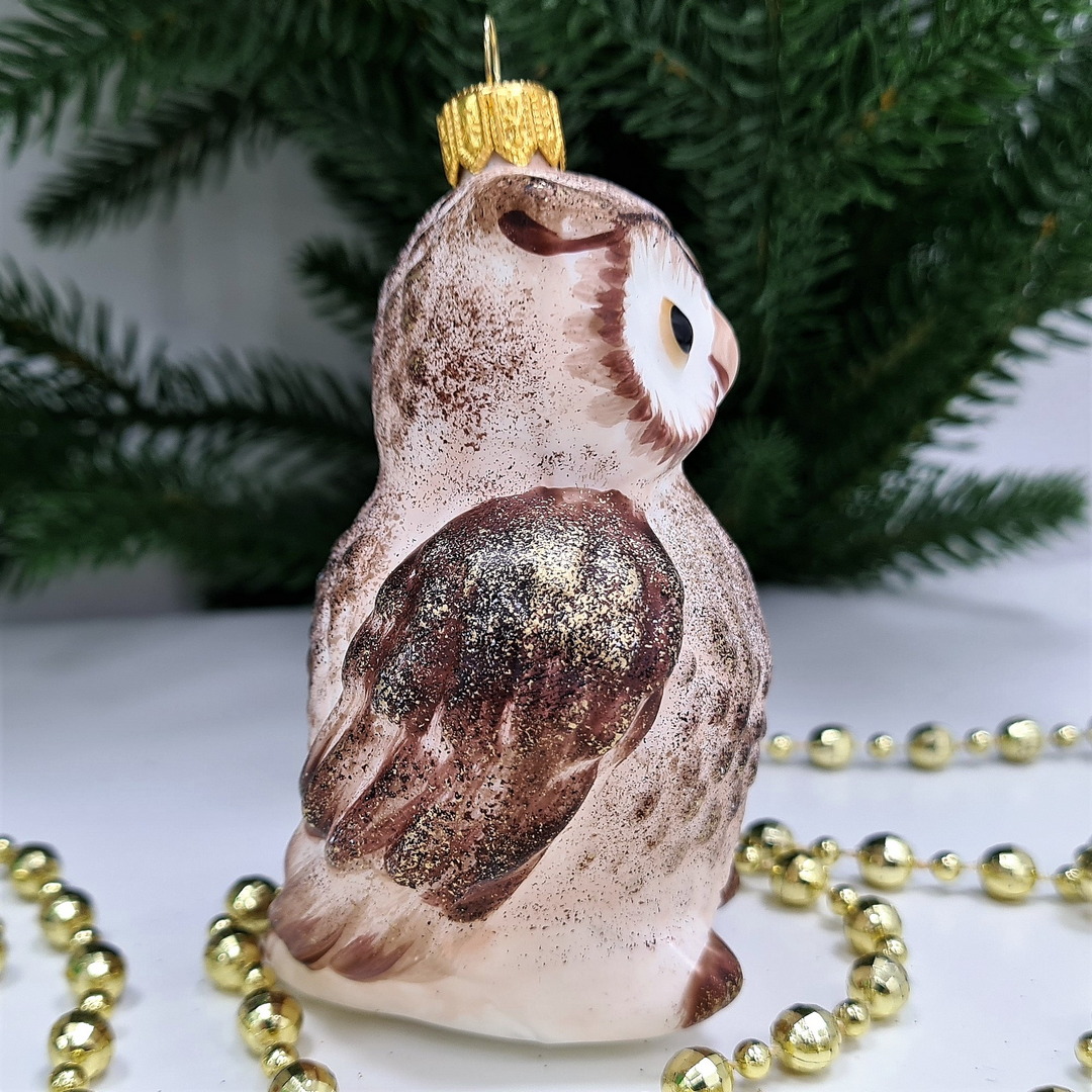 фото Стеклянная елочная игрушка Сова винтаж