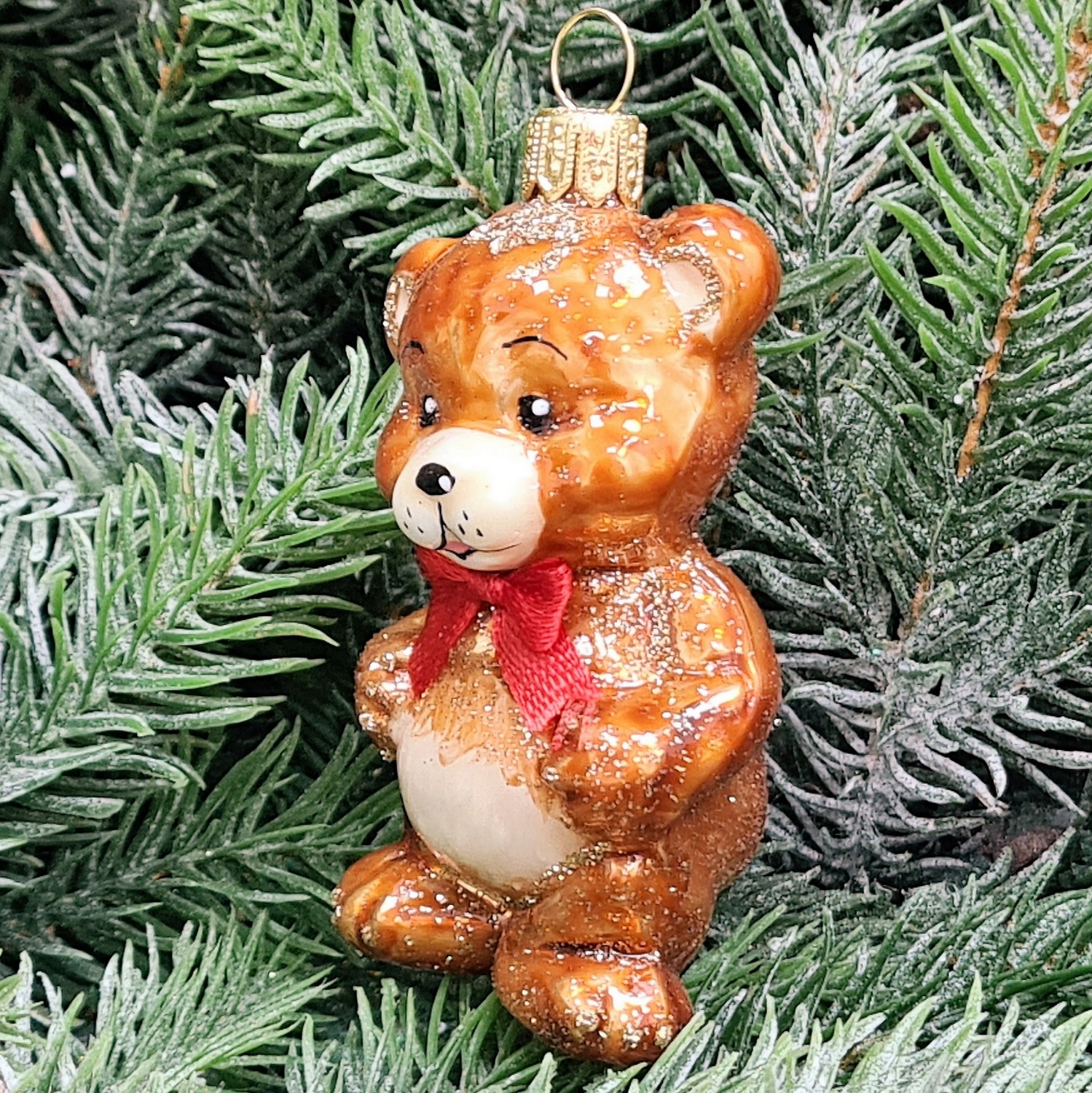 фото Стеклянная елочная игрушка Мишутка