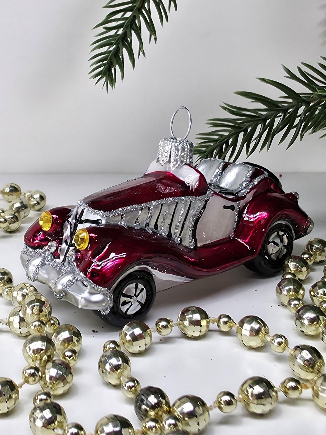 фото Стеклянная елочная игрушка Машинка - 5