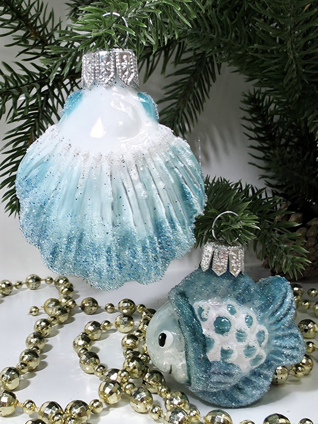 фото Набор ёлочных игрушек Ракушка и рыбка