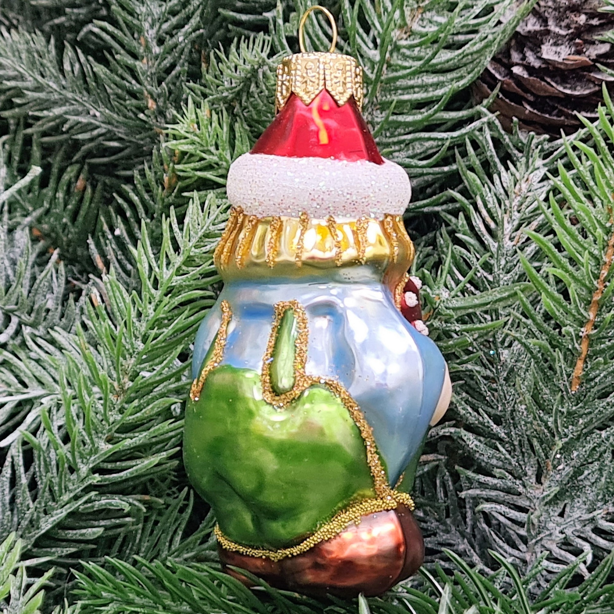 фото Стеклянная елочная игрушка Клоун с гармошкой