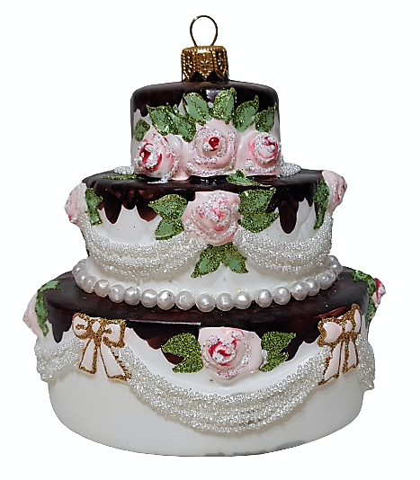 фото Стеклянная елочная игрушка Торт большой