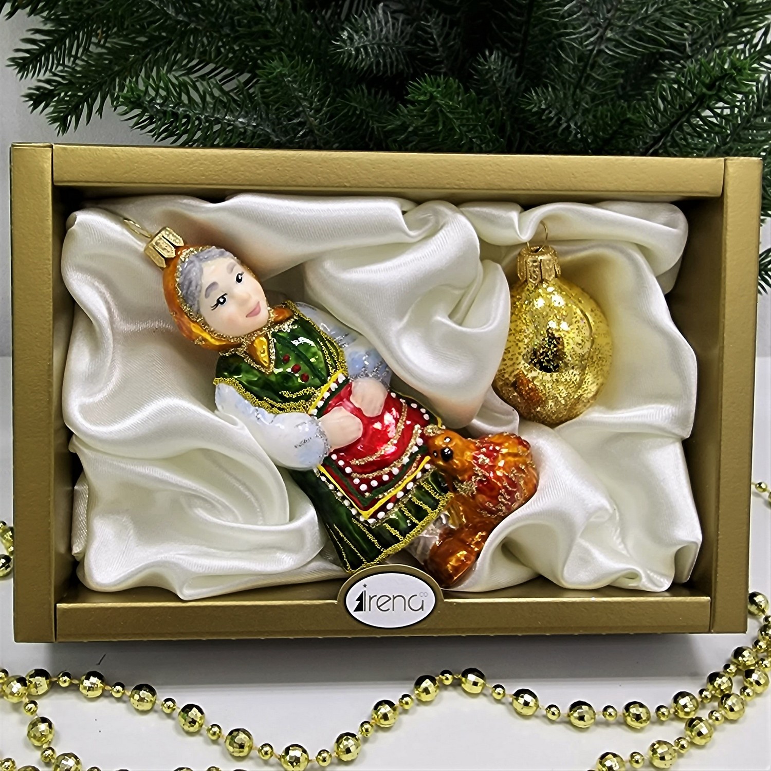 фото Набор ёлочных игрушек Бабушка с курочкой и яйцо