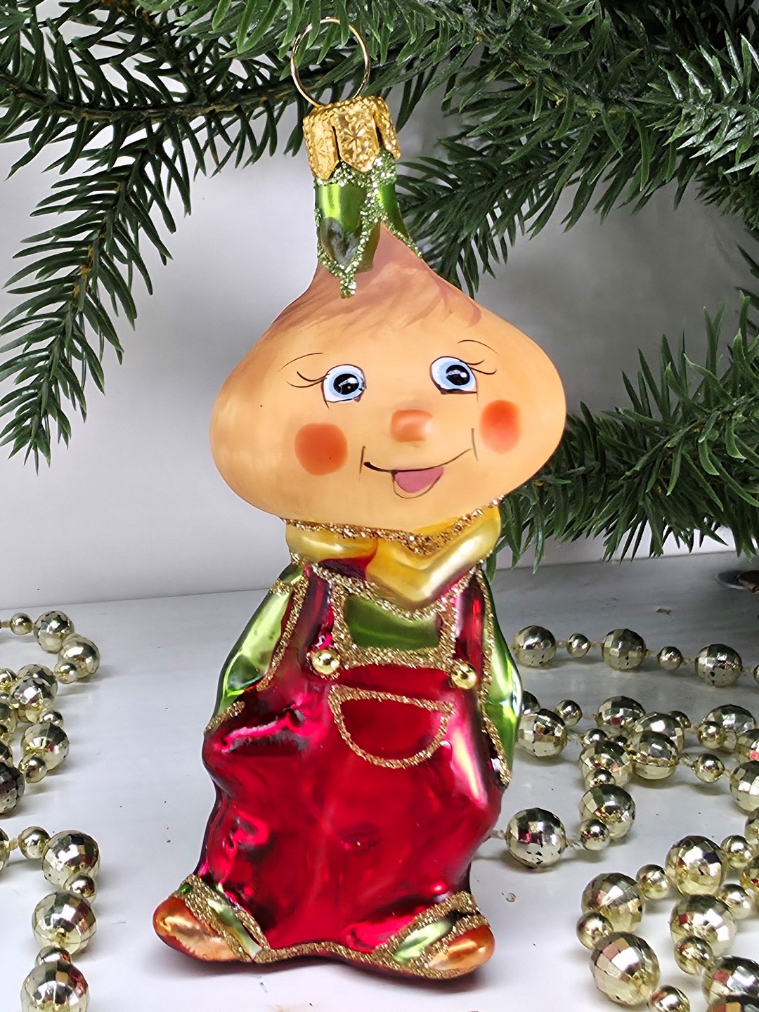 фото Стеклянная елочная игрушка Чиполлино