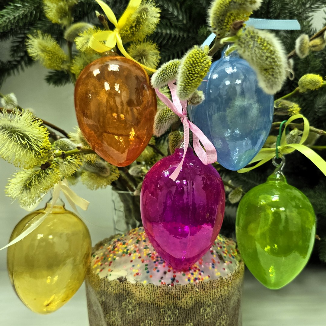 фото Набор стеклянных ёлочных игрушек Irena-Co Пасхальные яйца прозрачные