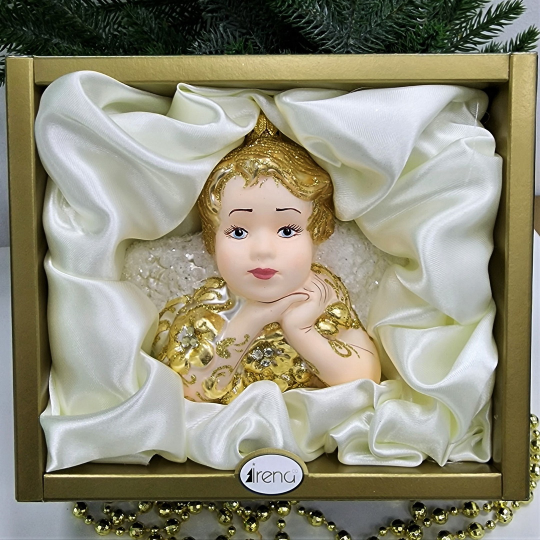 фото Стеклянная елочная игрушка Ангел большой-2