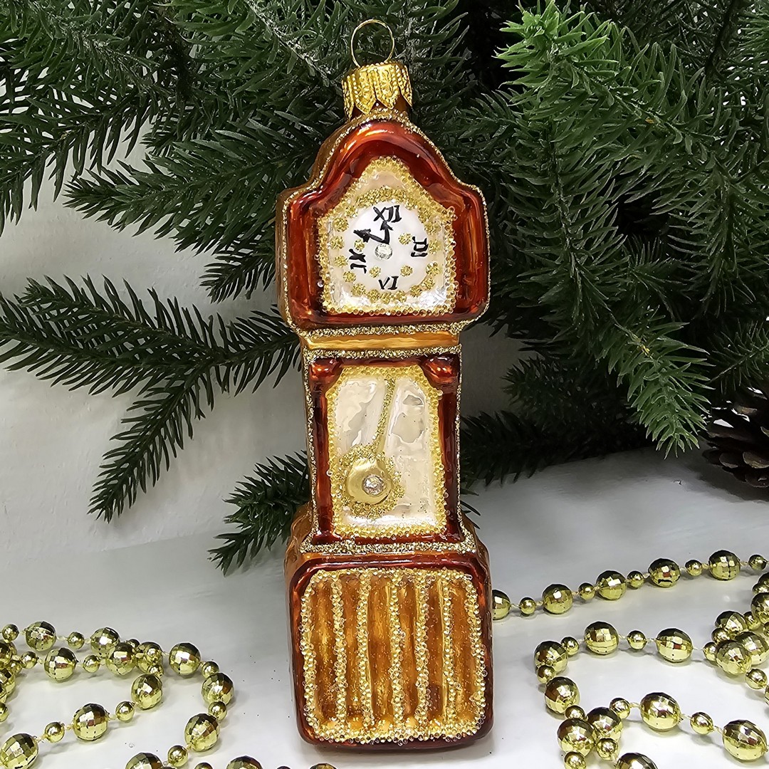 фото Стеклянная елочная игрушка Часы напольные