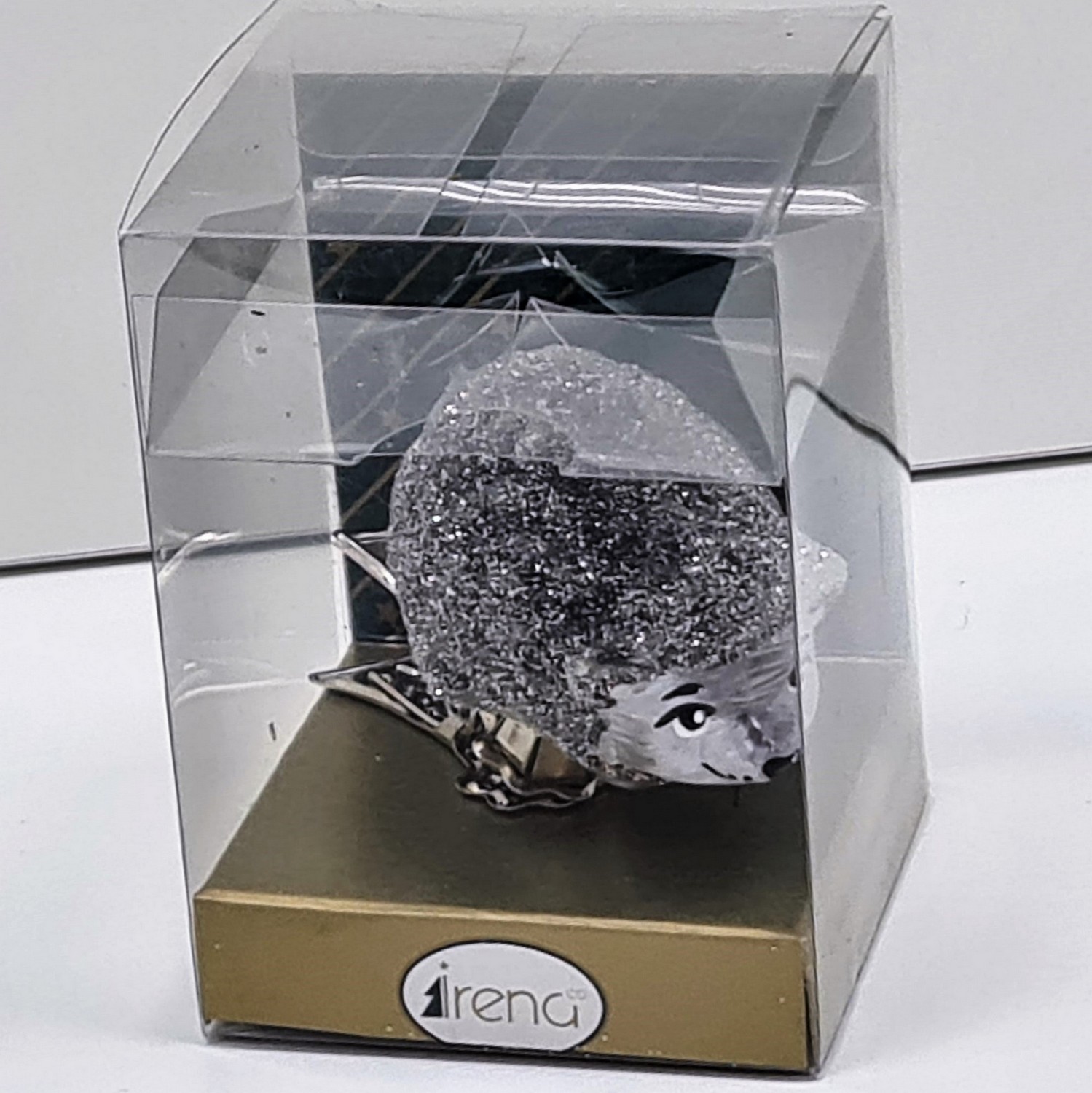 фото Стеклянная елочная игрушка Ежик на прищепке