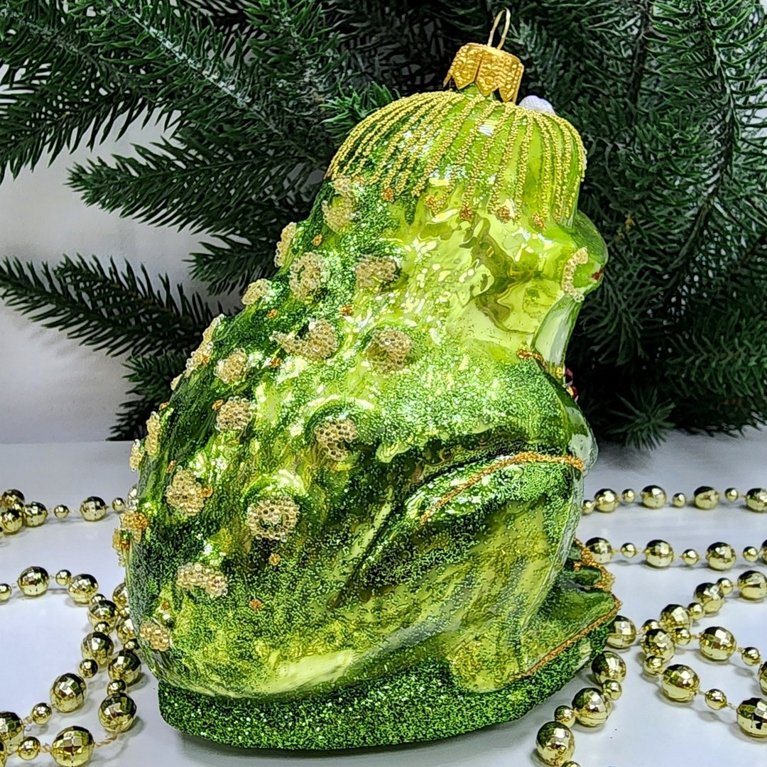 фото Стеклянная елочная игрушка Лягушка-Она