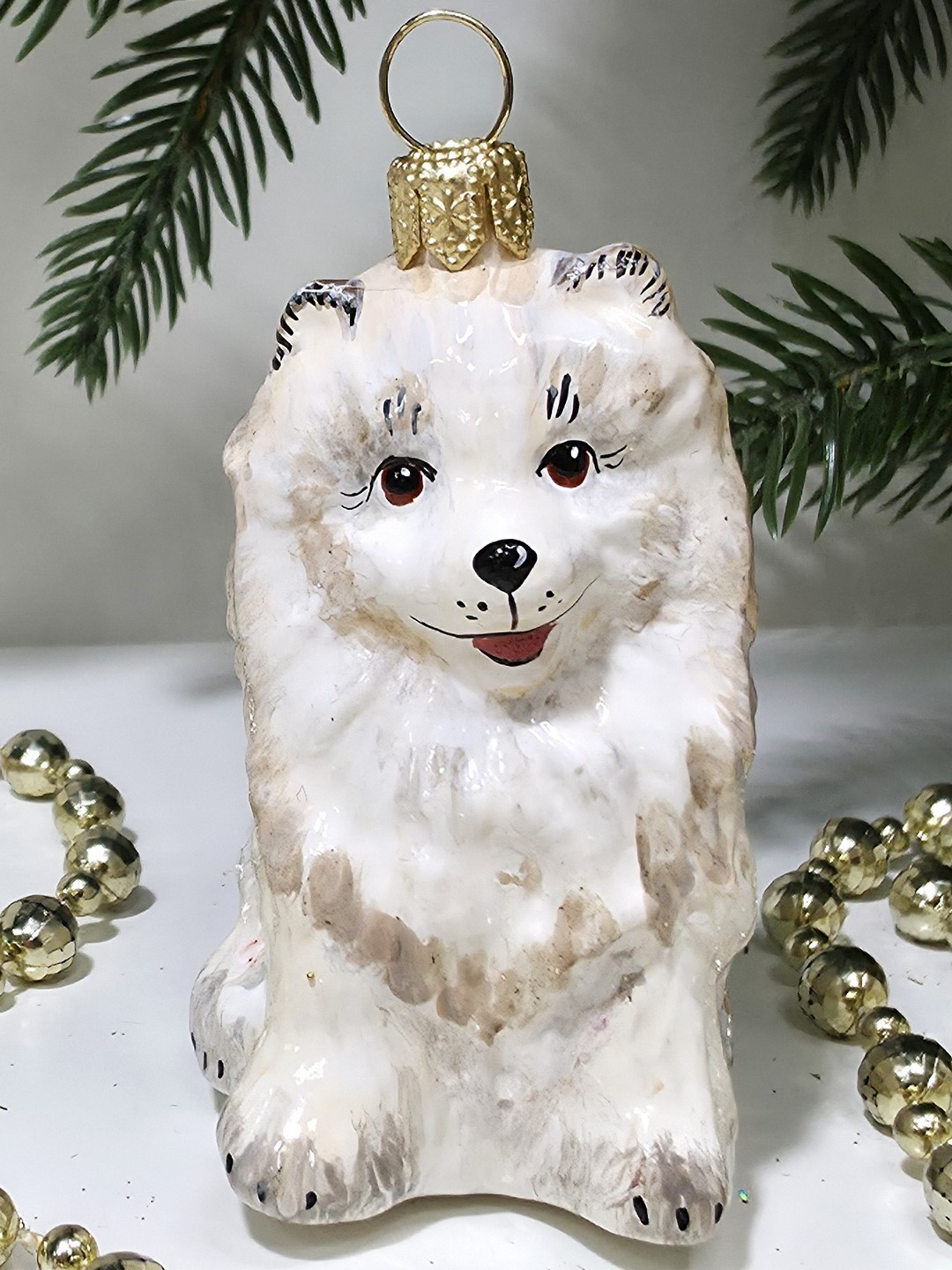 фото Стеклянная елочная игрушка Шпиц